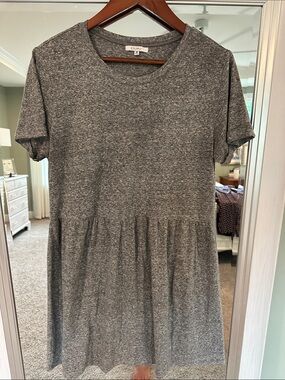 Z Supply Heather Gray Short Sleeve Gathered Tee Dress